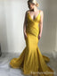 Simple V-neck Spaghetti Strap Mermaid Long Prom Dress,PD273