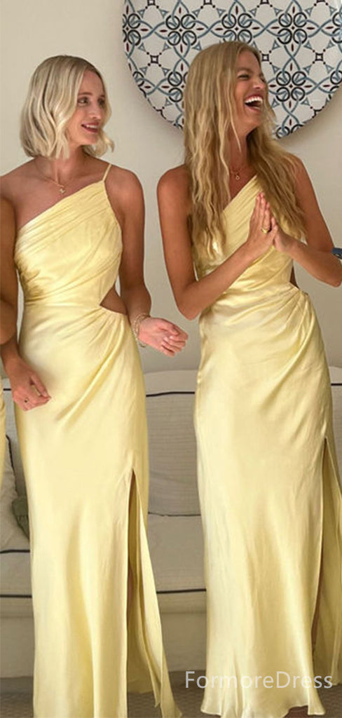 Elegant One Shoulder Mermaid Long Bridesmaid Dress,  BD86