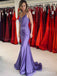 Elegant V-neck Spaghetti Strap Split Side Mermaid Long Prom Dress,PD282