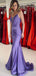 Elegant V-neck Spaghetti Strap Split Side Mermaid Long Prom Dress,PD282