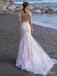 Elegant V-neck Off-Shoulder Lace Appliques Mermaid Long Wedding Dress,  WD78