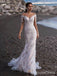 Elegant V-neck Off-Shoulder Lace Appliques Mermaid Long Wedding Dress,  WD78