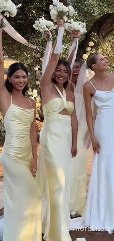 Mismatched Elegant Yellow Mermaid Long Bridesmaid Dress,  BD87