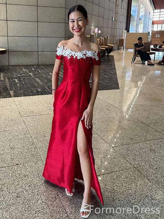 Elegant Off-Shoulder Strapless Split Side Mermaid Long Prom Dress,PD288