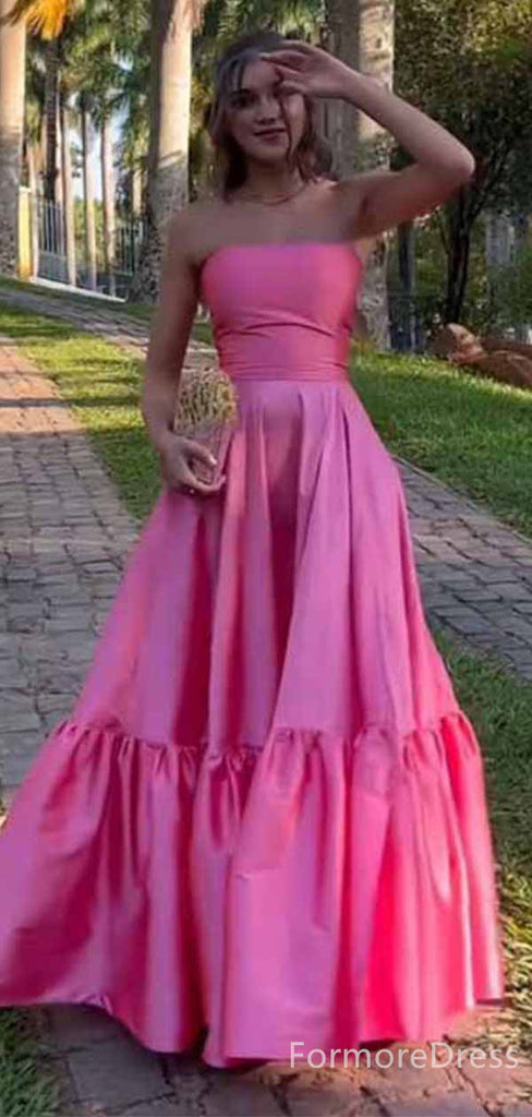 Simple Strapless A-line Long Prom Dress,PD289