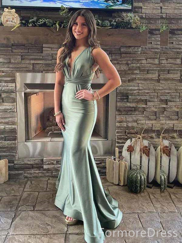 Sexy Deep V-neck Mermaid Long Prom Dress,PD292