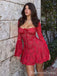 Popular Red Long Sleeves A-line Short Mini Homecoming Dress,  HD53