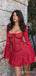Popular Red Long Sleeves A-line Short Mini Homecoming Dress,  HD53