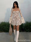 Elegant Square Long Sleeves A-line Short Mini Homecoming Dress,  HD57