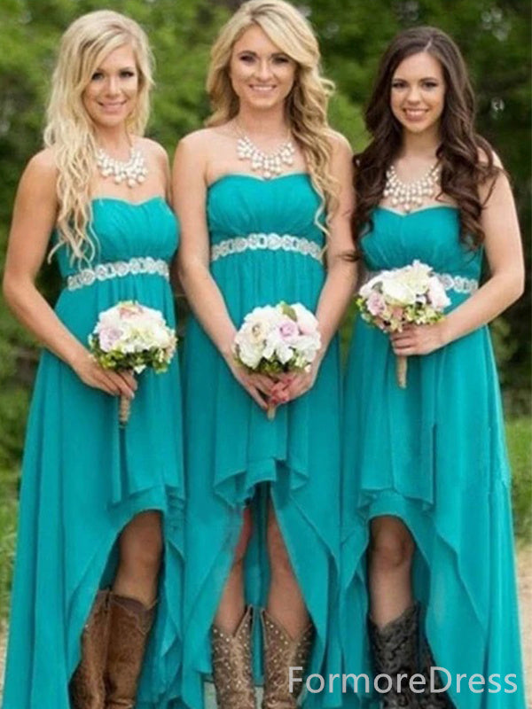 Elegant Strapless A-line Long Bridesmaid Dress,  BD93