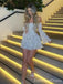 Elegant Square Long Sleeves A-line Short Mini Homecoming Dress,  HD57