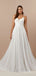 Elegant V-neck Spaghetti Strap Lace A-line Long Wedding Dress,  WD83