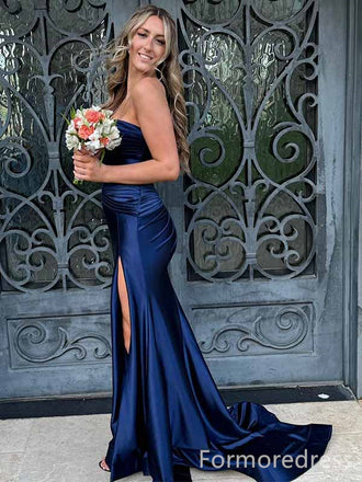 Elegant Sweetheart Strapless Split Side Mermaid Long Prom Dress,PD285