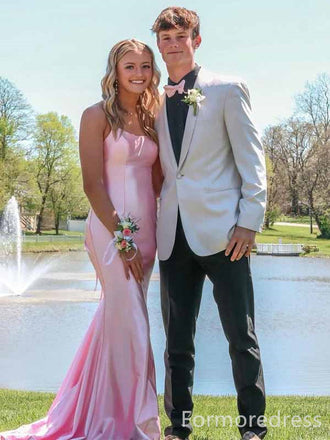 Gorgeous Pink Spaghetti Strap Mermaid Long Prom Dress,PD278