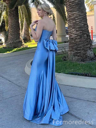 Elegant Blue Strapless Mermaid Long Prom Dress,PD274