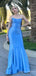 Elegant Blue Strapless Mermaid Long Prom Dress,PD274