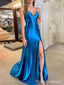 Elegant V-neck Spaghetti Strap Split Side Mermaid Long Prom Dress,PD293