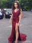 Elegant V-neck Split Side Mermaid Long Prom Dress,PD303