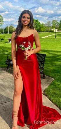 Elegant Strapless Split Side Mermaid Long Prom Dress,PD304