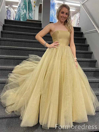 Elegant Strapless A-line Long Prom Dress,PD305