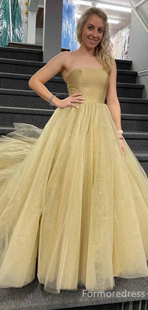 Elegant Strapless A-line Long Prom Dress,PD305