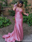 Elegant Pink V-neck Mermaid Long Prom Dress,PD308
