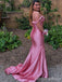 Elegant Pink V-neck Mermaid Long Prom Dress,PD308