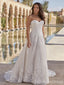 Elegant Sweatheart Strapless Appliques A-line Long Wedding Dress,  WD86