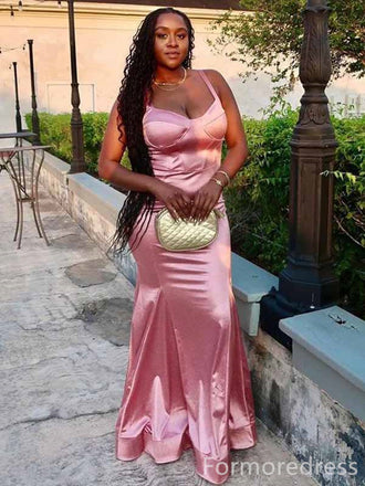 Elegant V-neck Spaghetti Strap Mermaid Long Prom Dress,PD310