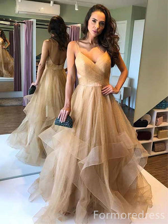 Elegant V-neck Spaghetti Strap Backless Mermaid Long Prom Dress,PD311