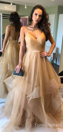 Elegant V-neck Spaghetti Strap Backless Mermaid Long Prom Dress,PD311