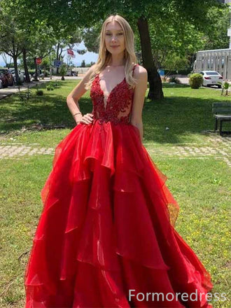 Gorgeous V-neck Spaghetti Strap A-line Long Prom Dress,PD313