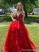 Gorgeous V-neck Spaghetti Strap A-line Long Prom Dress,PD313