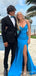 Gorgeous V-neck Spaghetti Strap Split Side Mermaid Long Prom Dress,PD314