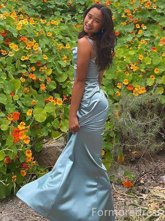 Simple V-neck Split Side Mermaid Long Prom Dress,PD317