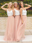 Elegant V-neck A-line Long Bridesmaid Dress,  BD98