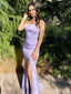 Elegant Square Spaghetti Strap Split Side Mermaid Long Prom Dress,PD323
