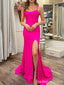 Elegant V-neck Spaghetti Strap Split Side Mermaid Long Prom Dress,PD324