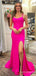 Elegant V-neck Spaghetti Strap Split Side Mermaid Long Prom Dress,PD324