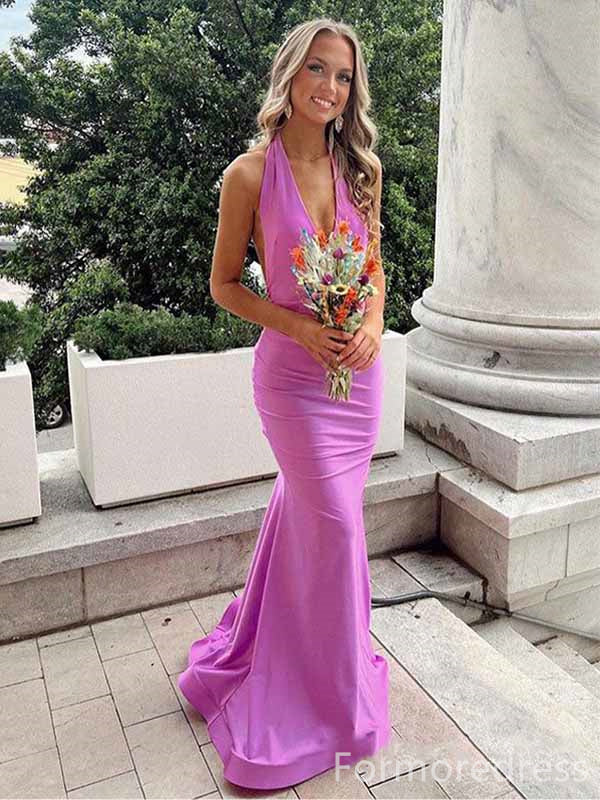 Elegant V-neck Halter Mermaid Long Prom Dress,PD326