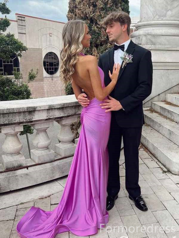 Elegant V-neck Halter Mermaid Long Prom Dress,PD326