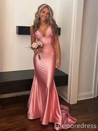 Elegant V-neck Mermaid Long Prom Dress,PD329