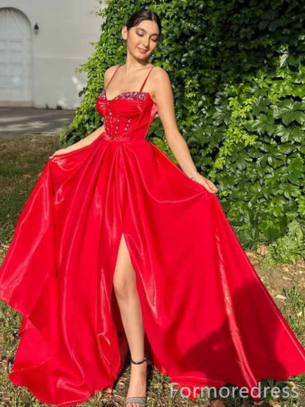Elegant Sweetheart Spaghetti Strap Split Side Mermaid Long Prom Dress,PD331