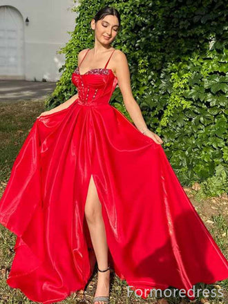 Elegant Sweetheart Spaghetti Strap Split Side Mermaid Long Prom Dress,PD331