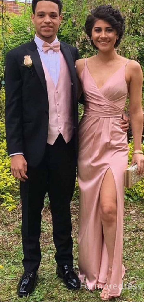 Elegant V-neck Spaghetti Strap Split Side Mermaid Long Prom Dress,PD332