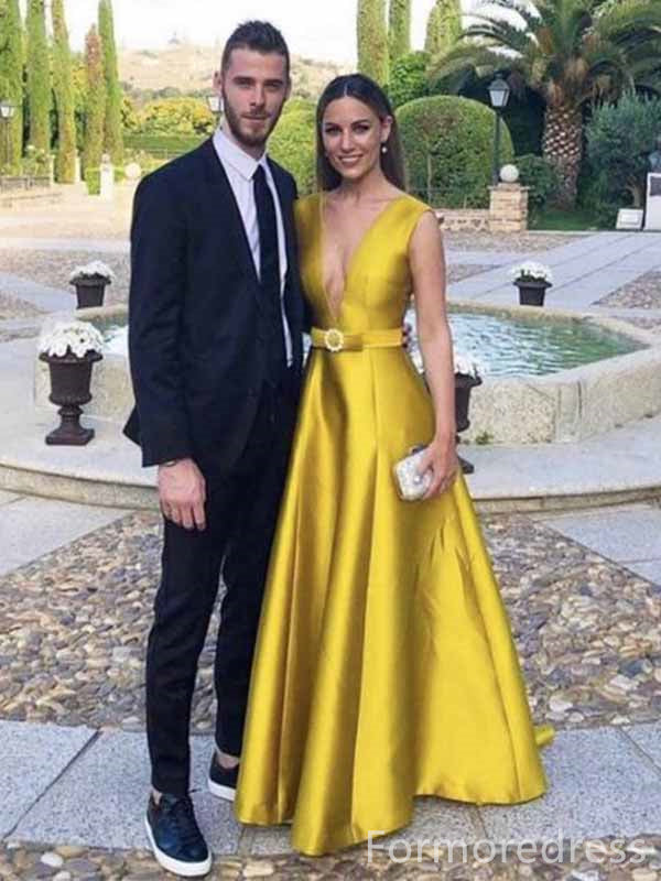 Elegant V-neck A-line Long Prom Dress,PD338