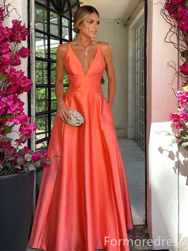 Gorgeous V-neck A-line Long Prom Dress,PD340