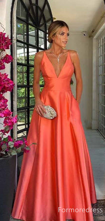 Gorgeous V-neck A-line Long Prom Dress,PD340