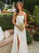 Elegant White Split Side A-line Long Prom Dress,  PD61