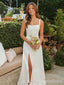 Elegant White Split Side A-line Long Prom Dress,  PD61